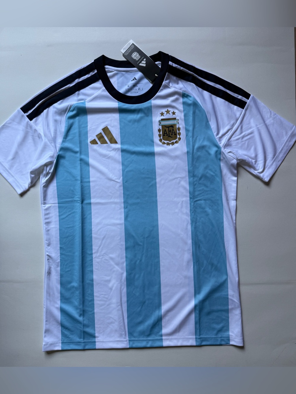 Adidas Argentina Light Blue White Soccer Jersey with Gold Accents